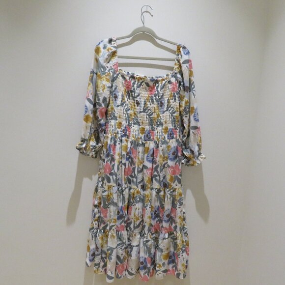 BALTIC BORN Marta Smocked Midi Dress in Multi Floral Cottage Boho Trad Wife XL - Picture 2 of 14